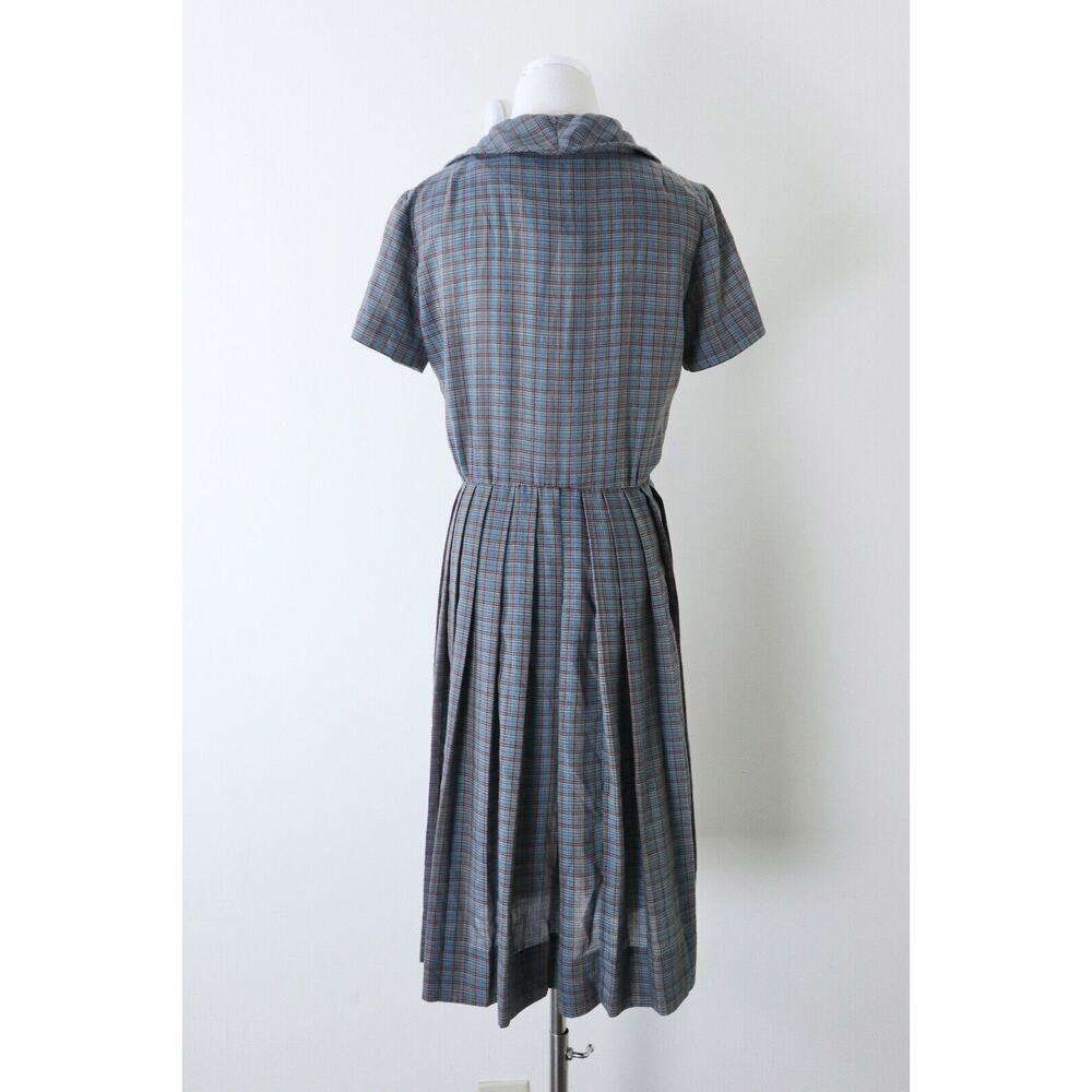 Vintage 1950s John Norman Inc. Double Breasted Shirt Dress Plaid Short Sleeve - Picture 10 of 14